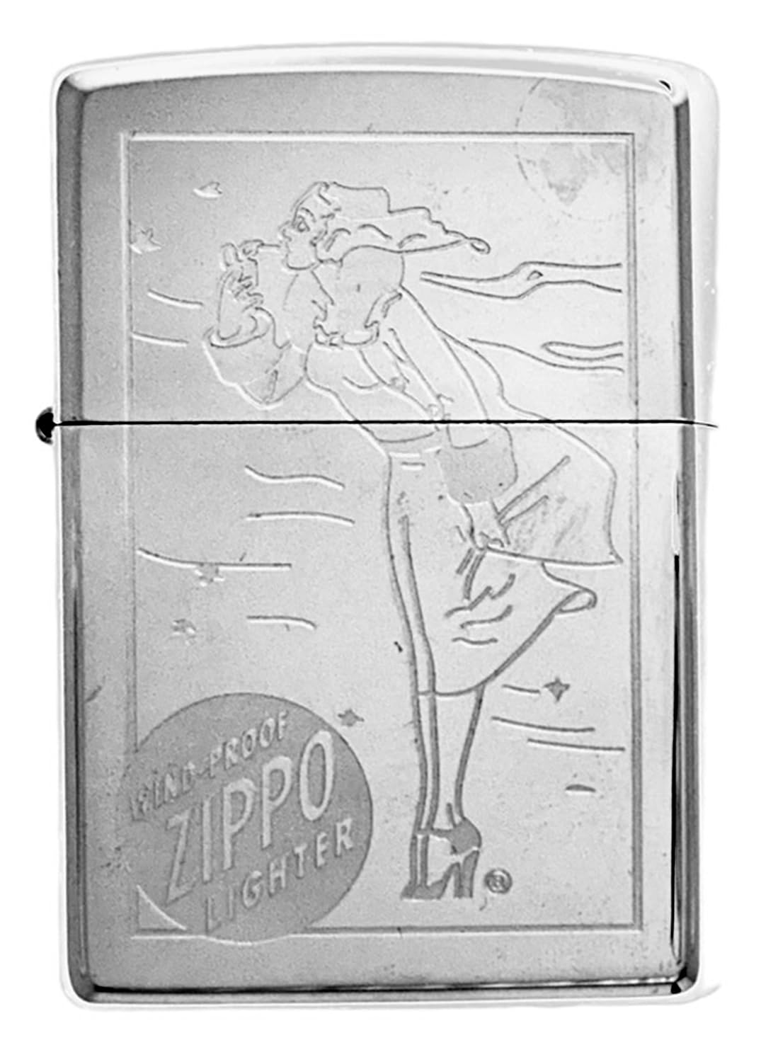 Custom Personalized Zippo Classic Windy Girl Windproof Oil Lighters - Engraving - Christmas, Halloween & Valentines Day Gift (High Polish Gold)