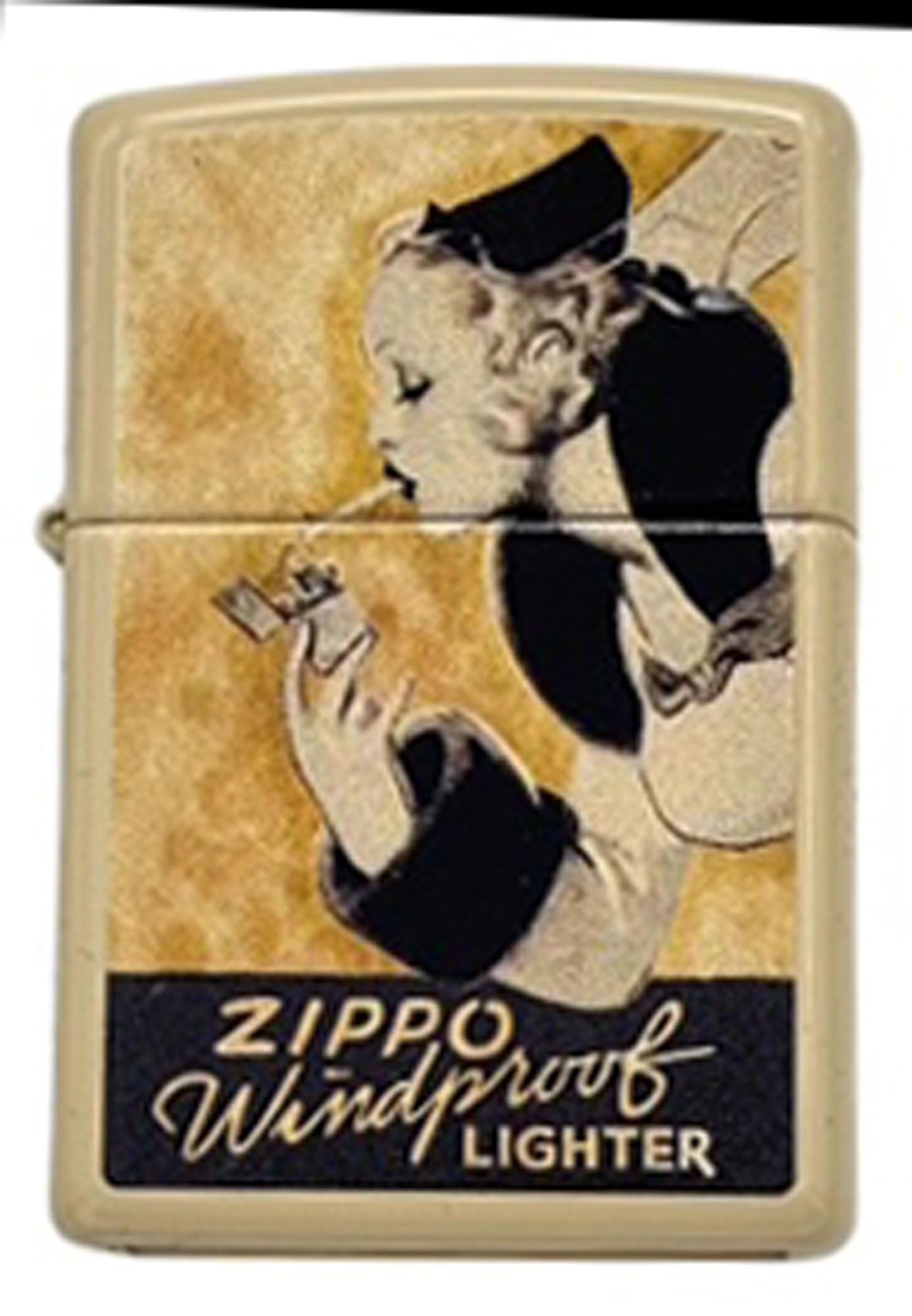 Custom Personalized Zippo Classic Windy Girl Windproof Oil Lighters - Engraving - Christmas, Halloween & Valentines Day Gift (High Polish Gold)