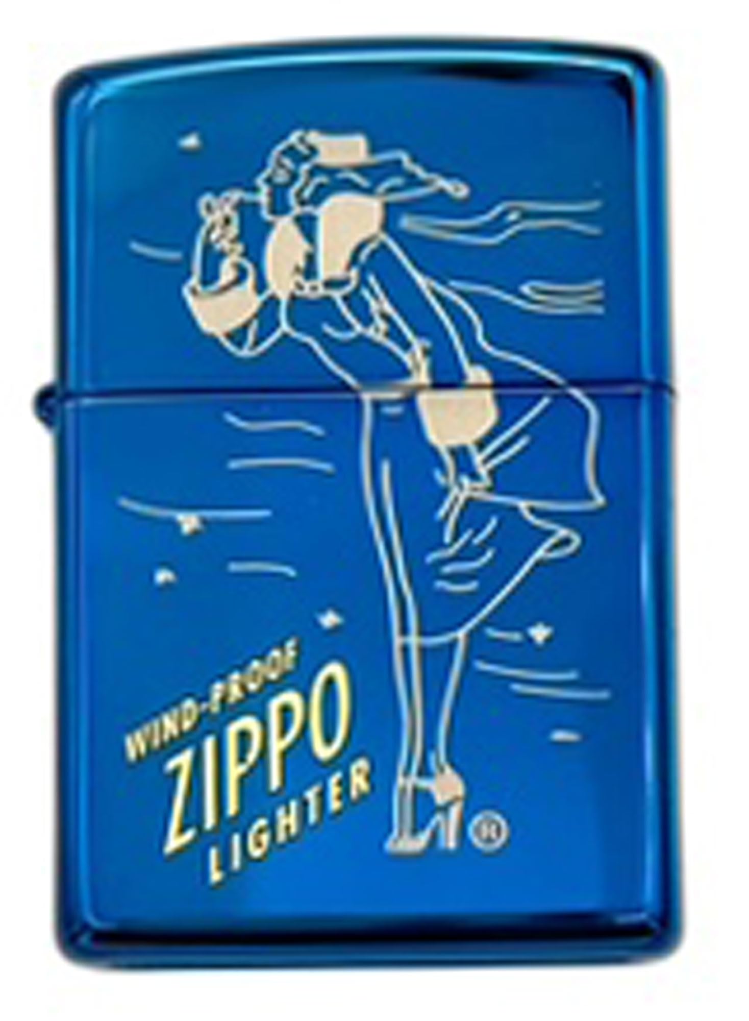 Custom Personalized Zippo Classic Windy Girl Windproof Oil Lighters - Engraving - Christmas, Halloween & Valentines Day Gift (High Polish Gold)