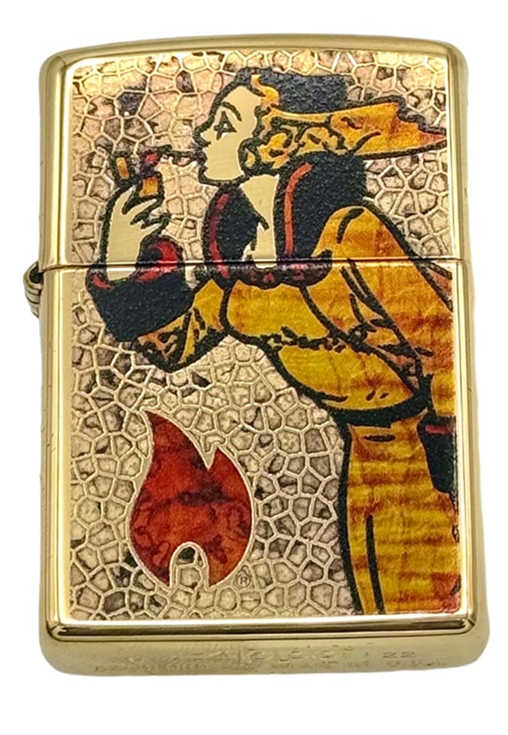 Custom Personalized Zippo Classic Windy Girl Windproof Oil Lighters - Engraving - Christmas, Halloween & Valentines Day Gift (High Polish Gold)