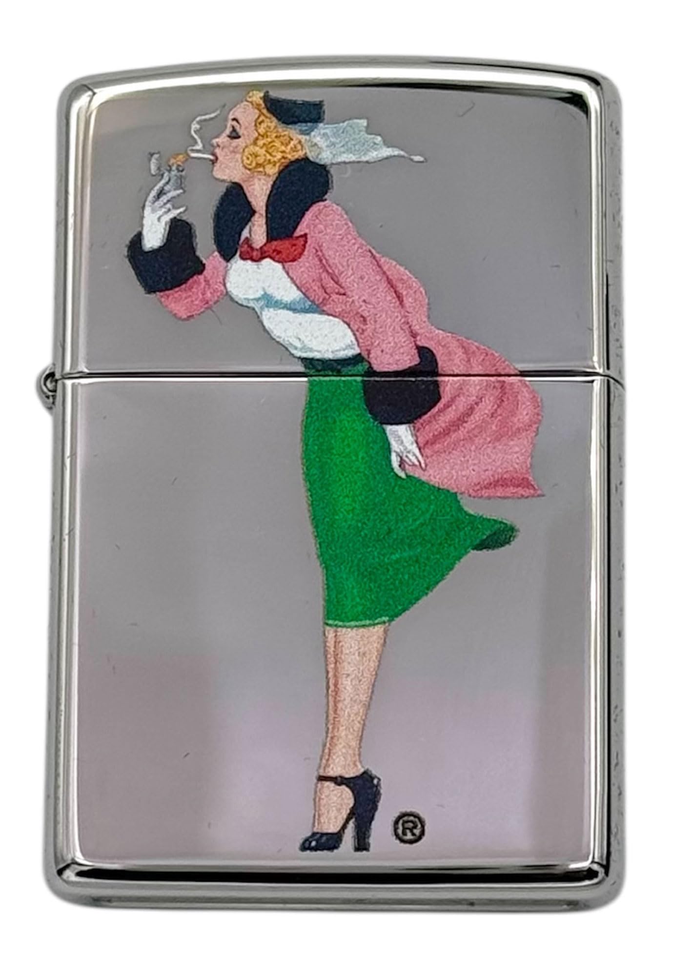 Custom Personalized Zippo Classic Windy Girl Windproof Oil Lighters - Engraving - Christmas, Halloween & Valentines Day Gift (High Polish Gold)